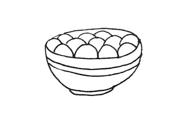 How to draw a bowl of glutinous rice balls