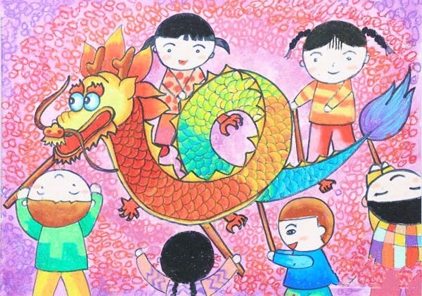 Childrens paintings during the Lantern Festival on the 15th day of the first lunar month in 2017