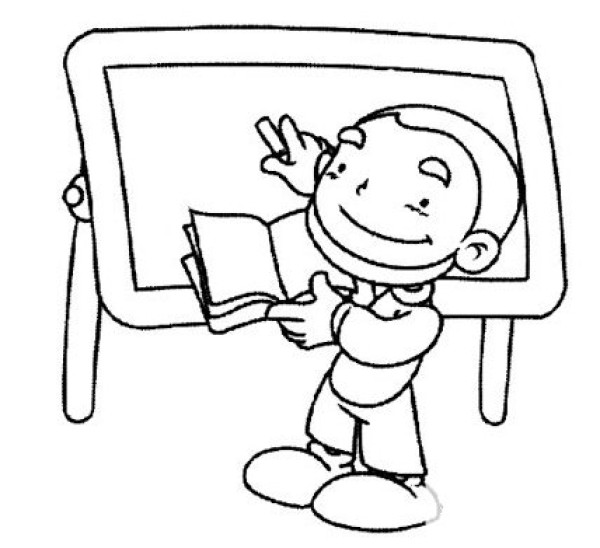 Simple drawing of teacher teaching on blackboard