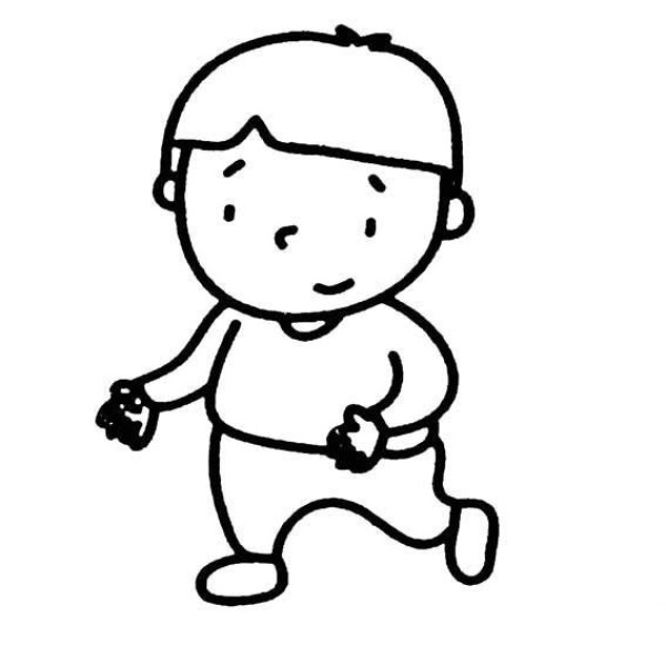 Simple drawing picture of little boy exercising