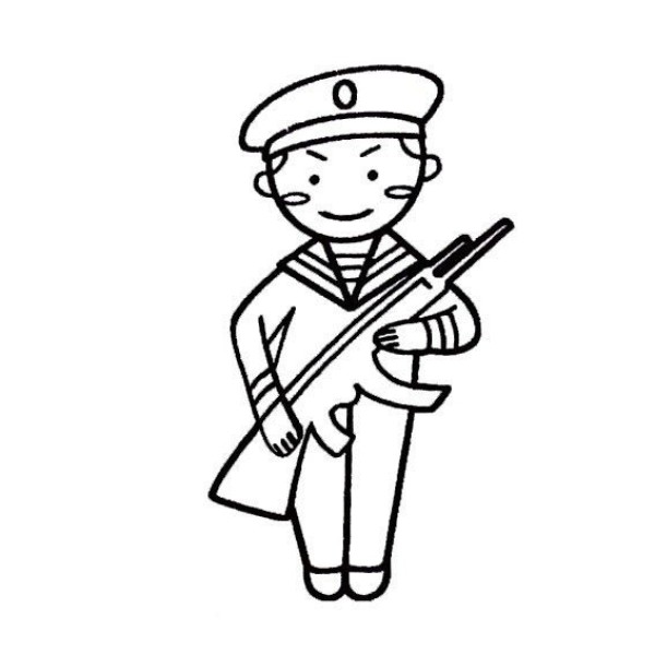 Simple drawing pictures of officers of the Peoples Liberation Army