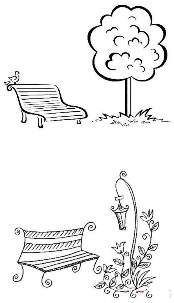 How to draw park seats