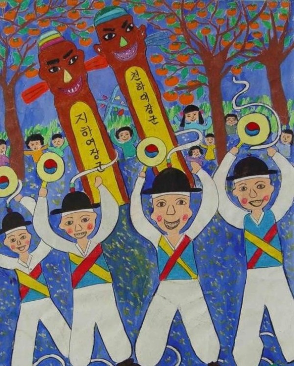 Appreciation of foreign childrens paintings - Harvest Festival