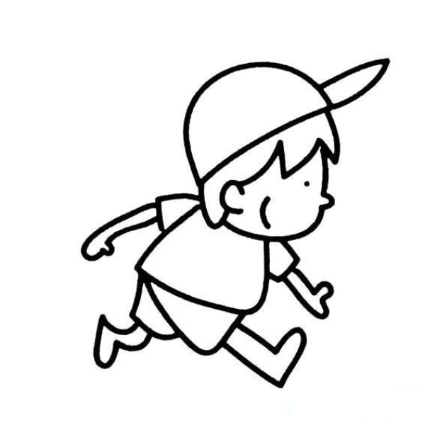 Simple drawing picture of little boy exercising