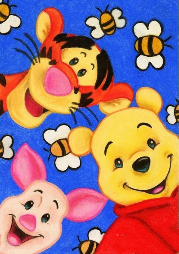 Pooh and his friends cartoon character oil painting