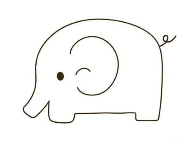 Simple drawing of cartoon elephant for children