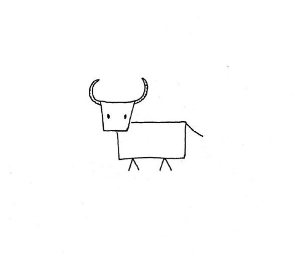 Childrens simple drawing of calf