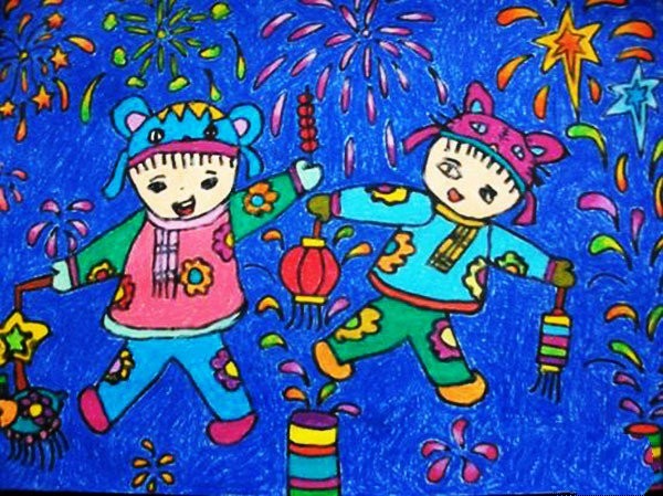 Childrens paintings during the Lantern Festival on the 15th day of the first lunar month in 2017