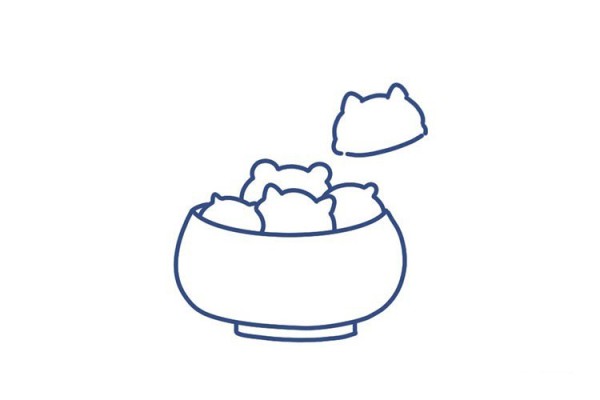 Draw a bowl of cute glutinous rice balls