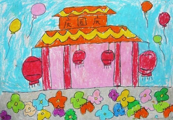 Childrens drawings celebrate the National Day - the holiday is coming