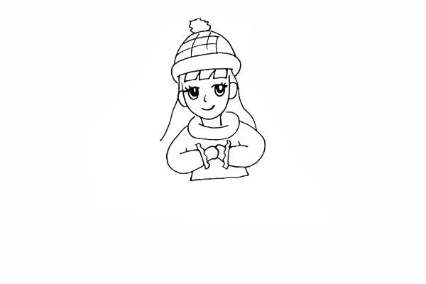 How to draw a little girl paying New Year greetings