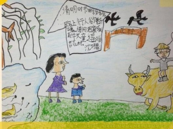 Appreciation of paintings by third graders on Qingming Festival in their hometown