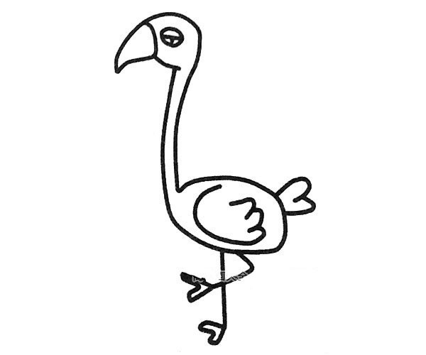 Three beautiful simple drawing pictures of flamingos