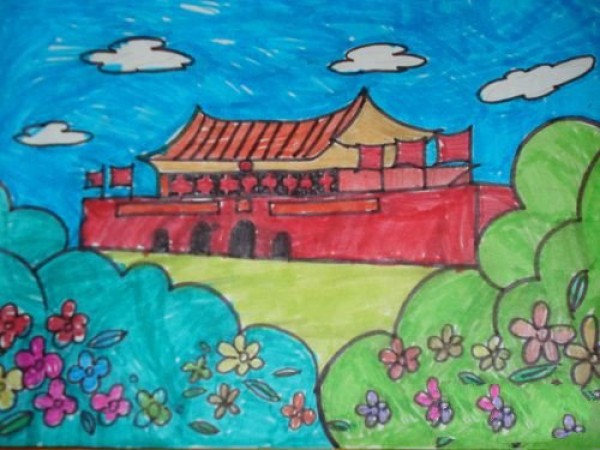 About Children’s Drawings on National Day-I Love Beijing Tiananmen