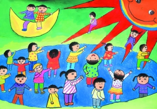 Childrens drawings to celebrate the National Day-Joyful National Day