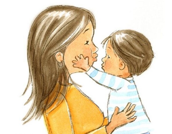 A Kiss for Mom Excellent Mothers Day Watercolor Painting Display