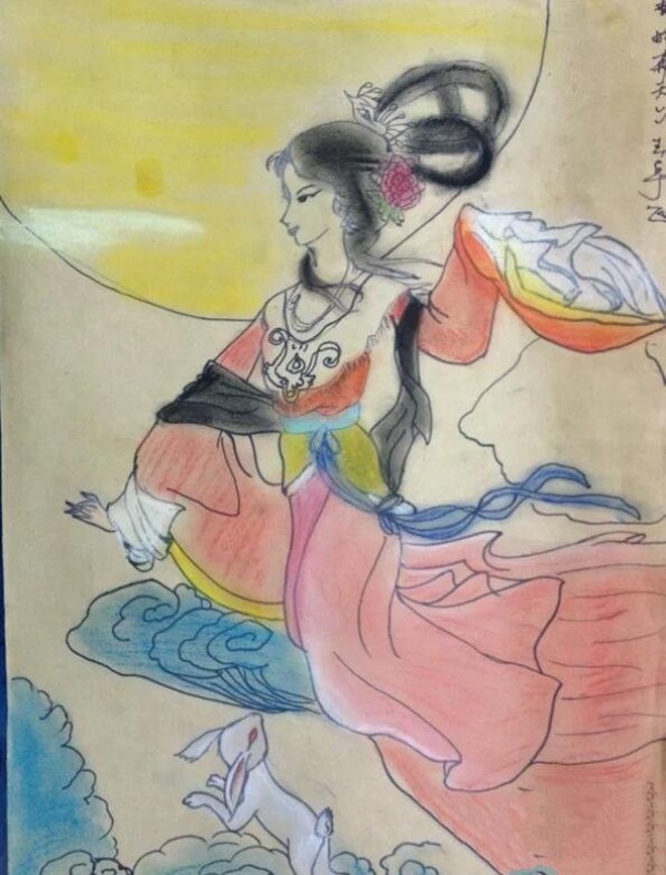 A Complete Collection of Childrens Paintings for Mid-Autumn Festival with Chang'e Flying to the Moon