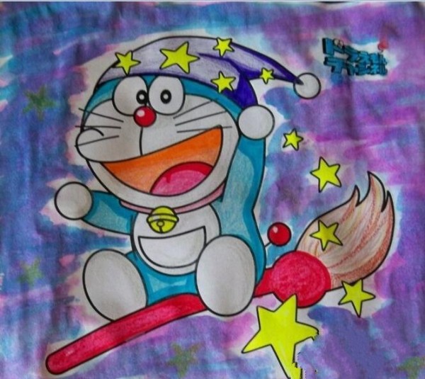 Appreciation of paintings of Doraemon riding a broomstick