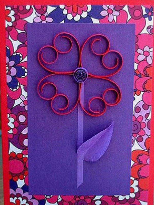 Mothers Day card (quilled paper flower) handmade DIY