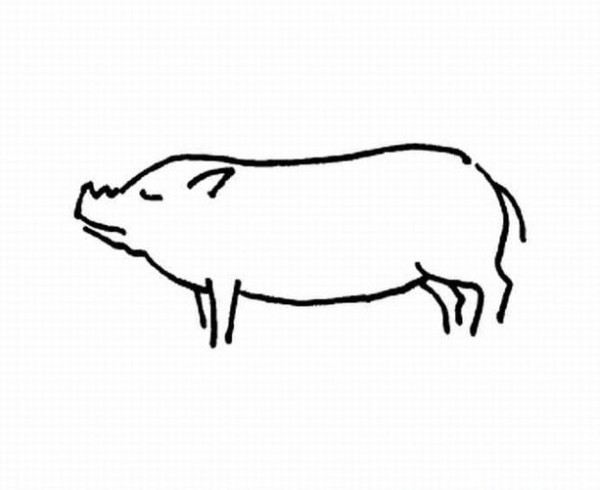 Childrens simple animal drawing piglet