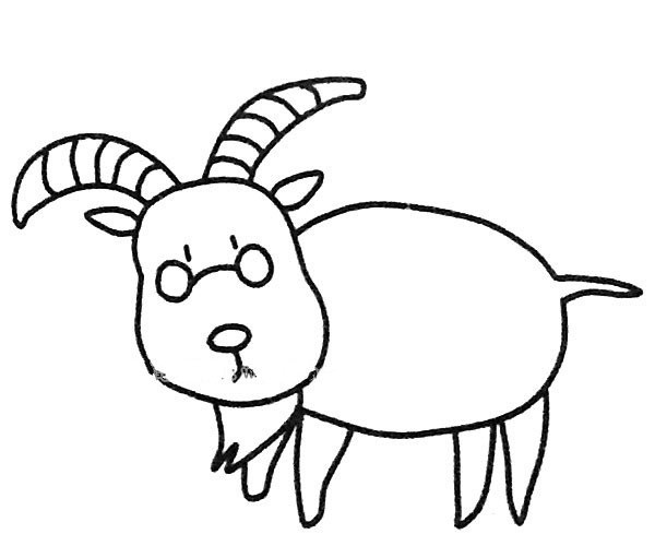 Six simple drawing pictures of cartoon goats