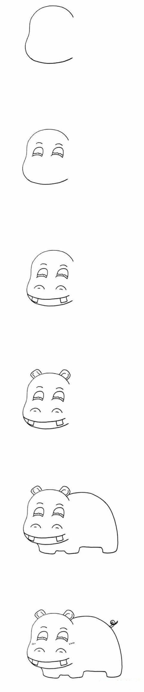 How to draw a cute hippopotamus