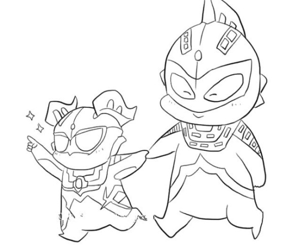 Q version of the cute father and son Ultraman Zero and Ultraman Seven