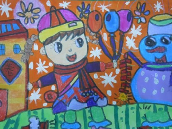 Childrens drawings of winter scenery pictures - its snowing