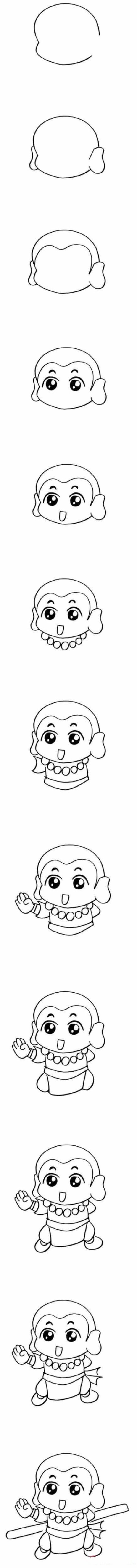 How to draw a cute little monk