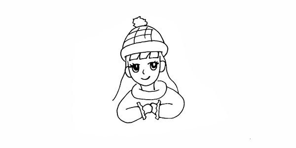 How to draw a little girl paying New Year greetings