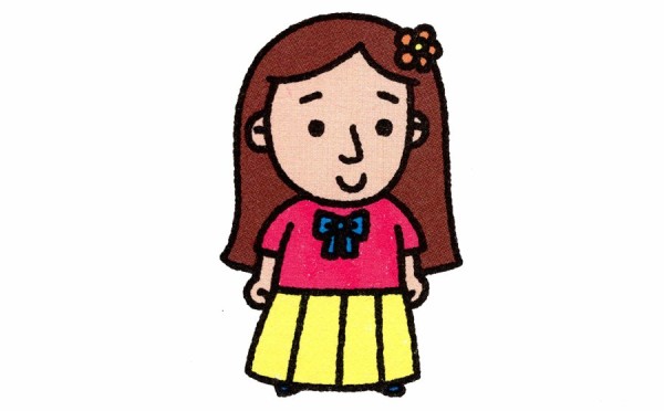 Simple drawing of a cute little girl