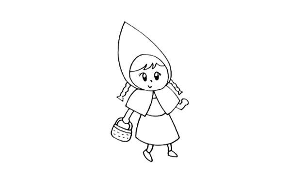 Cute little red riding hood simple drawing