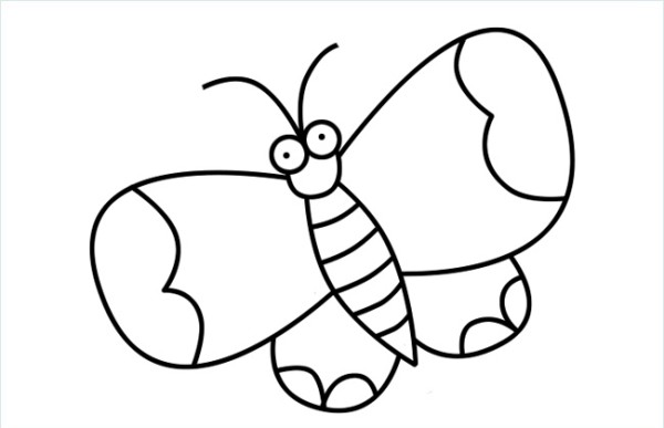 Step-by-step tutorial on how to draw a flying butterfly with simple strokes