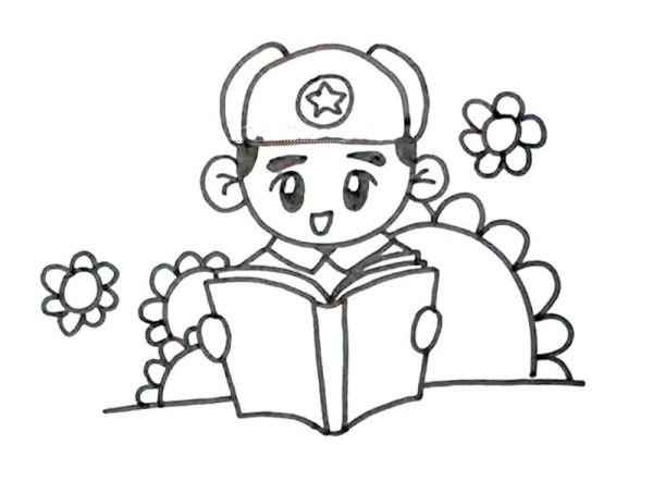 Lei Feng is reading a book