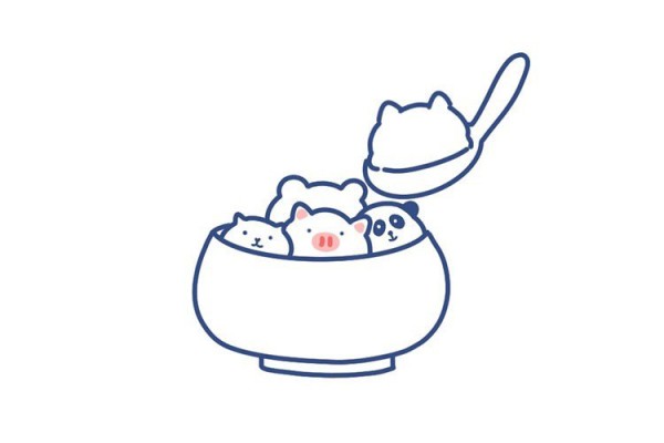 Draw a bowl of cute glutinous rice balls