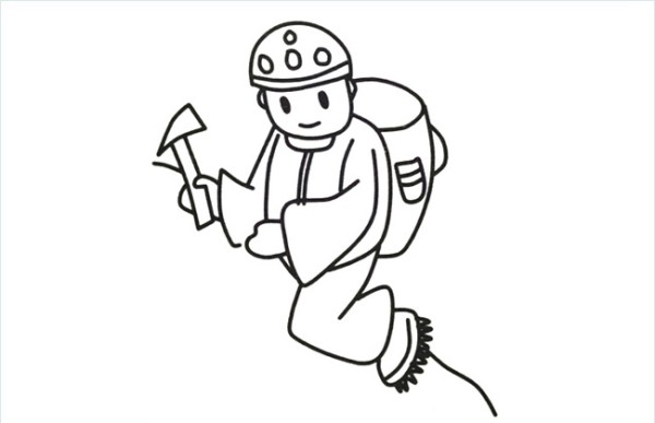 Simple drawing pictures of mountaineering enthusiasts climbing mountains