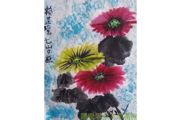 Childrens drawings for Double Ninth Festival - blooming chrysanthemums