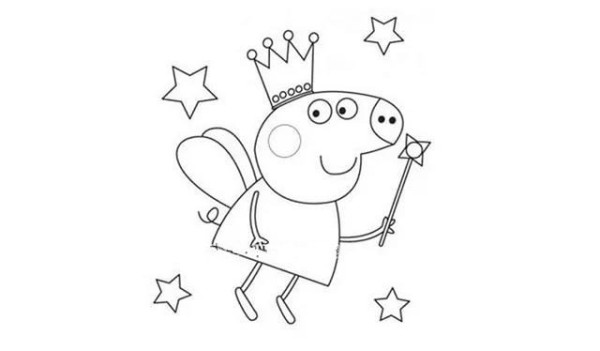 Draw Peppa Pig wearing a crown