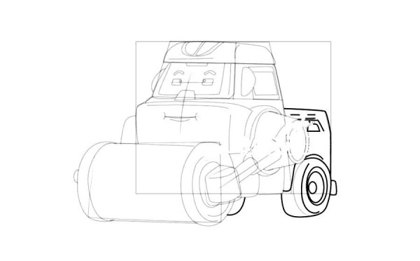 Police Car Purley Steamroller Max Simple Drawing