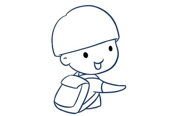 Simple drawing of cute little boy with jar head