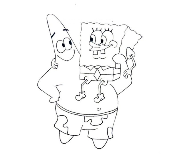 9 simple drawings of SpongeBob and Patrick