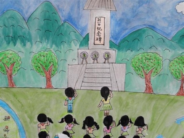 Childrens painting pictures of Qingming Festival-respect the revolutionary martyrs