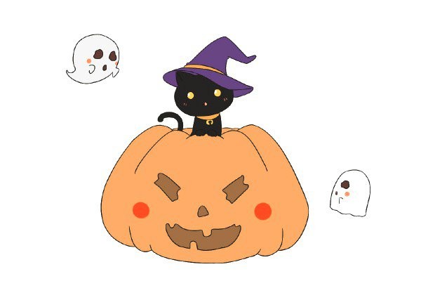 Halloween pumpkin head and imp