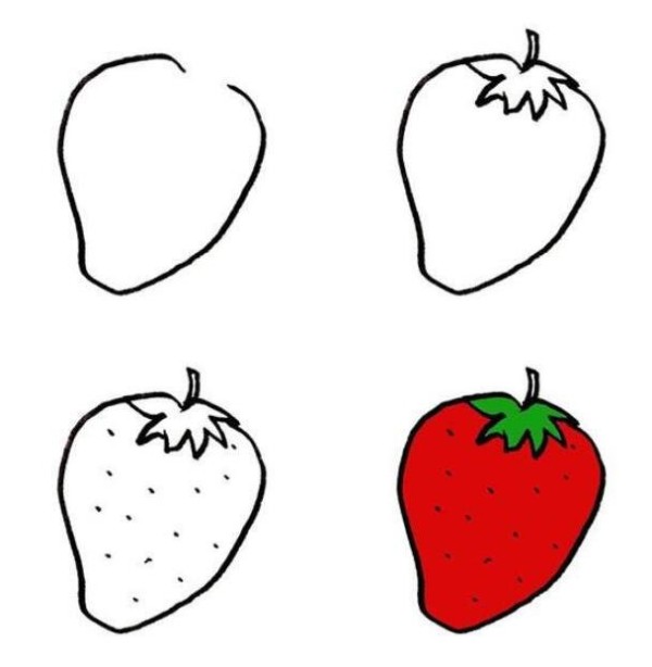 Simple drawing of red attractive strawberry