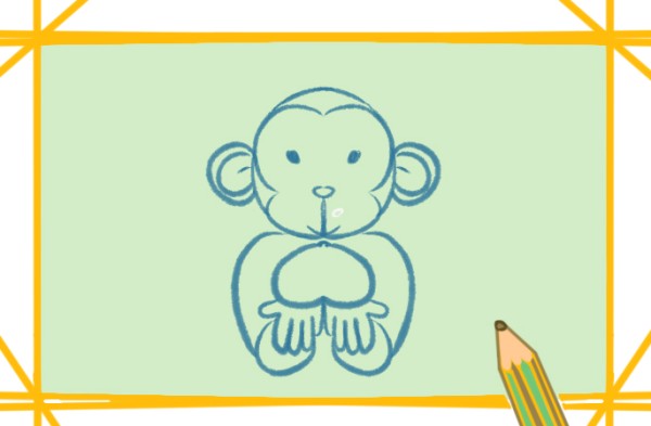 Simple drawing of lively and cute macaque