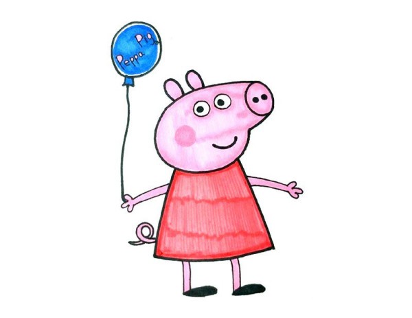 Peppa Pig holding a balloon