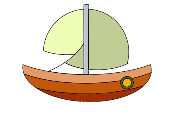 Cartoon sailing boat simple strokes