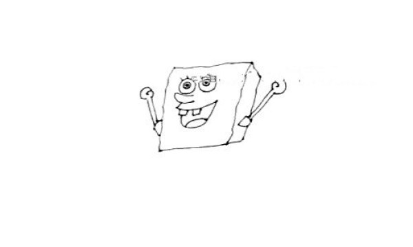 Draw cute spongebob with simple strokes