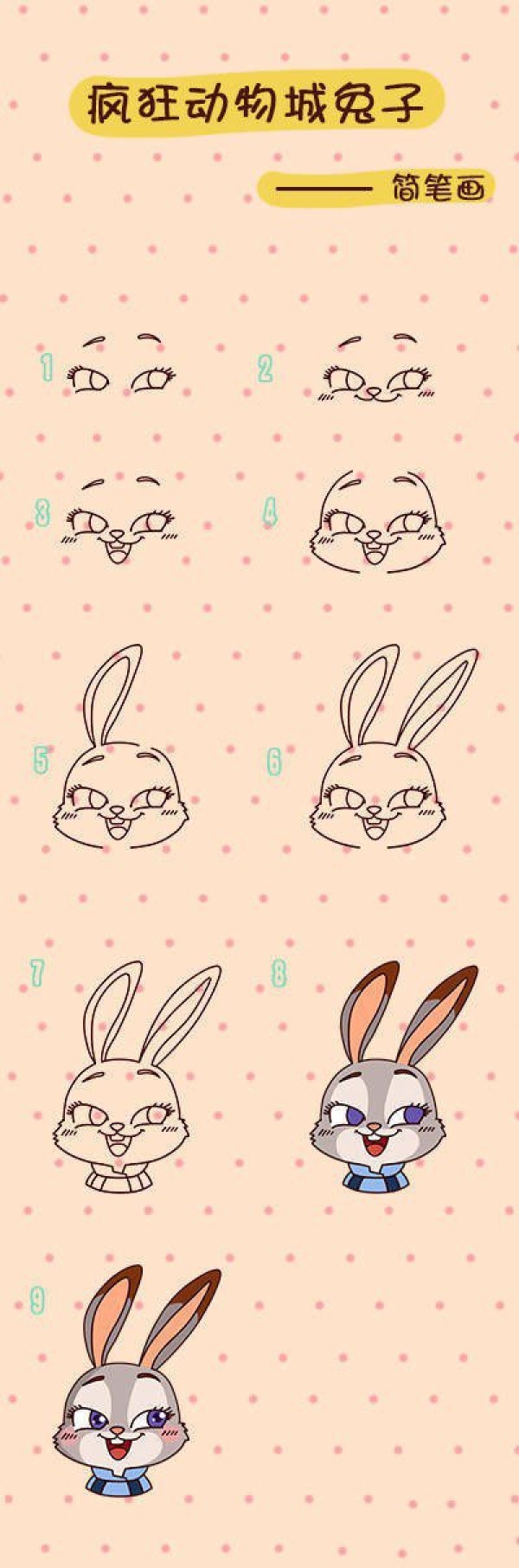 Zootopia rabbit simple drawing tutorial