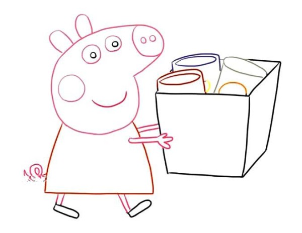 Learn to draw Peppa Pig moving things step by step